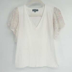 Generation Love Womens Cottagecore Dainty‎ Silk Floral Sleeve V Neck Top Size XS